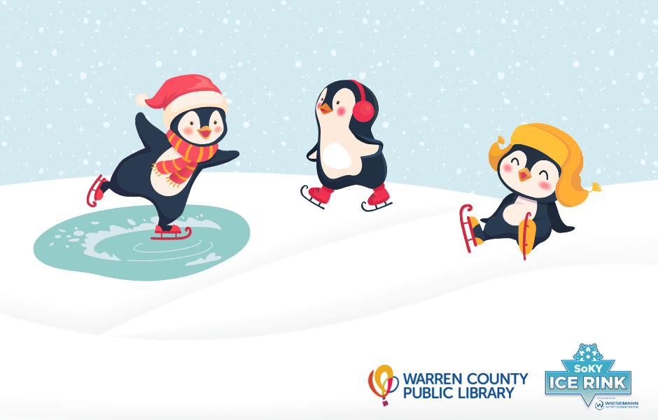 Two penguins skating