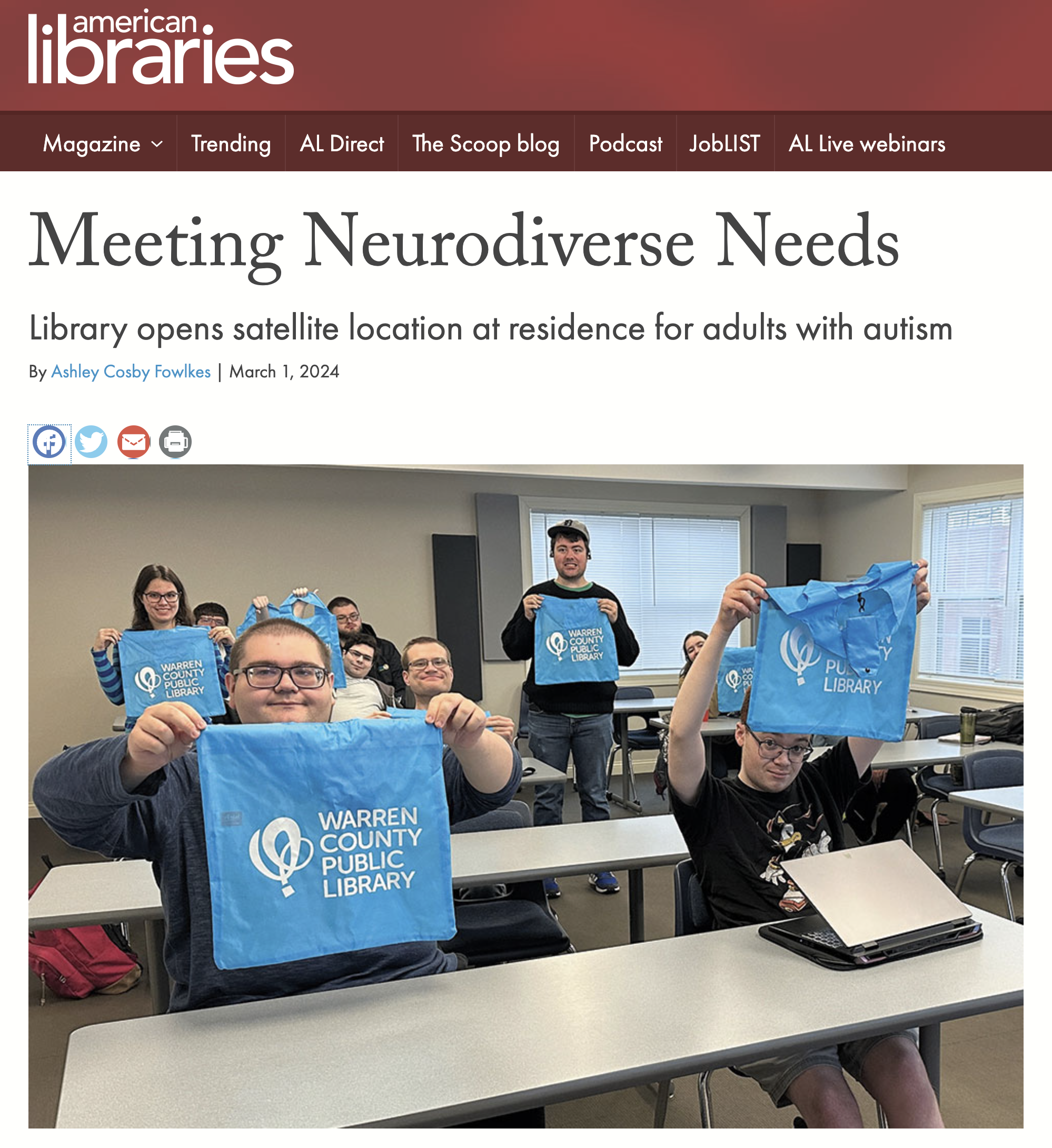 LifeWorks @ WKU class, image from American Libraries magazine