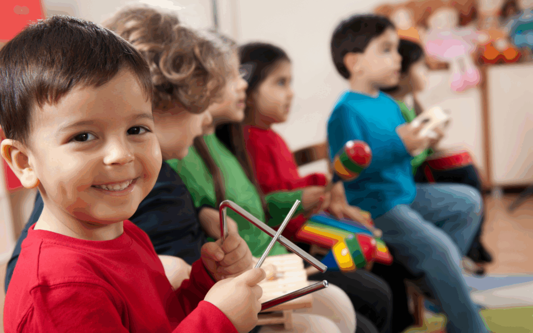A group of children playing instruments
