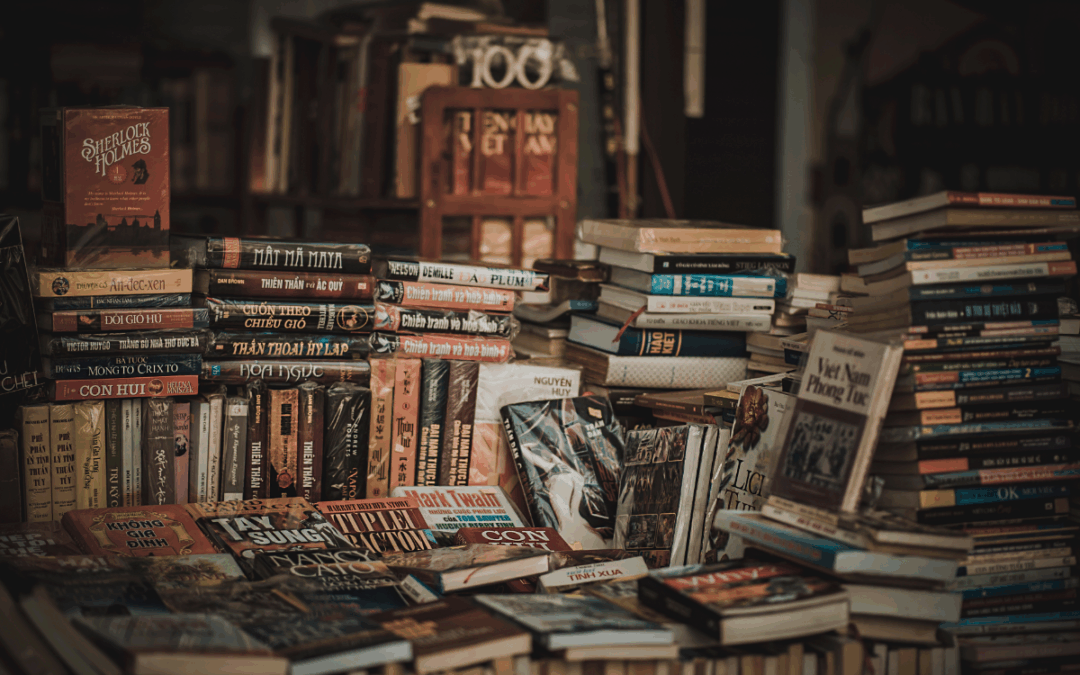 Large stack of books