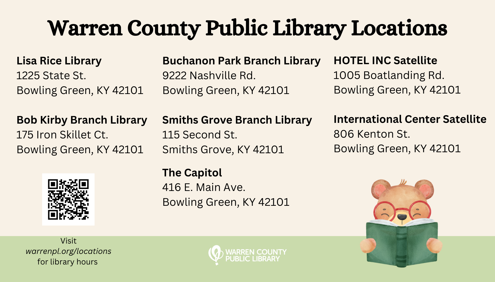 Warren County Public Library Locations information 