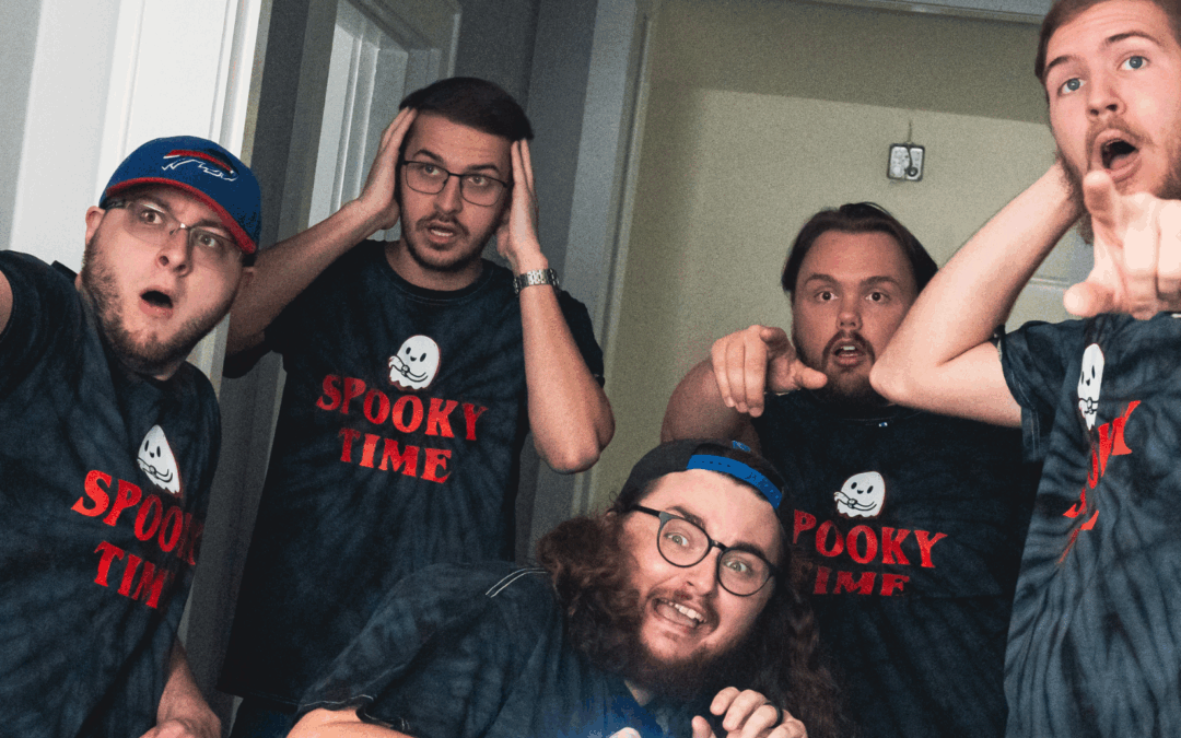 Five guys looking at something scary