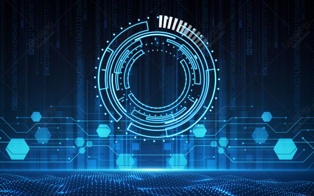 A futuristic blue background