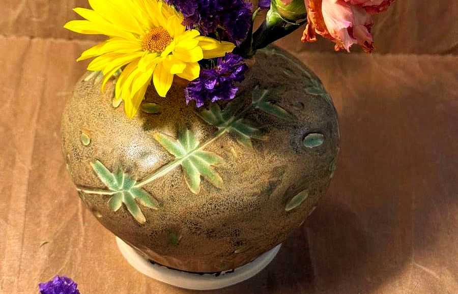 Handmade vase with flowers