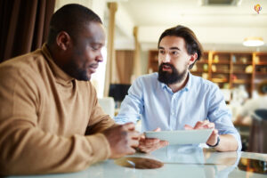 Two men making conversation