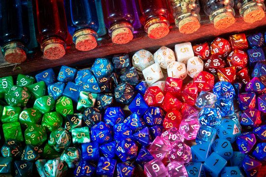 colorful 20 sided dice