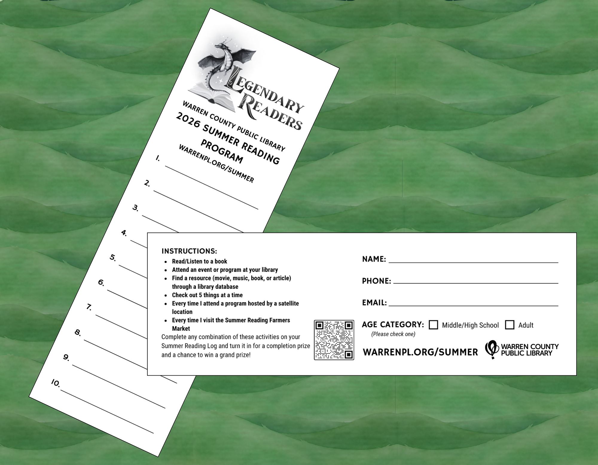 Image of Teen / Adult bookmark activity log